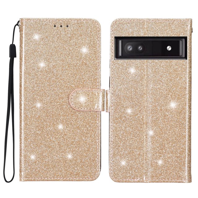 Compatible with Google Pixel 7A Sparkling Glitter Wallet Case with Card Pocket Flip Cover