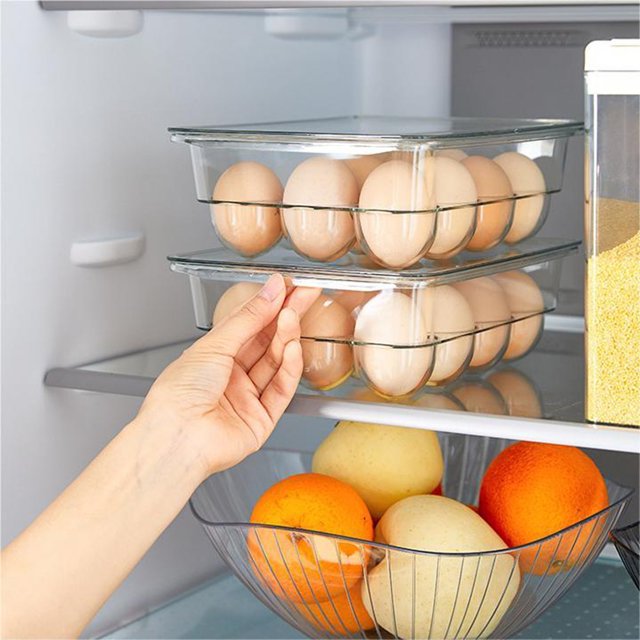 SHAGUOZHOU Transparent Egg Organizer Fridge Storage Transparent Egg Storage For Kitchen Countertop (12 Holes) Containers for Lunches Organizer Containers for Storage Cereal for Pantry