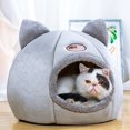 thumbnail image 3 of Cat Nest Cat Head Design Non-Slip Fabric Stuffed Kitty Cave for Outdoor, 3 of 10