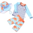 thumbnail image 1 of Splozh Rash Guard Toddler Boy Childrens Swimsuit Cartoon Swimsuit Set for Baby Rash Guard Swimwear with Sun Hat Light Blue,3-4 Years, 1 of 6