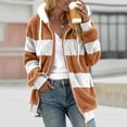 thumbnail image 1 of TIMIFIS Womens Winter Fuzzy Fleece Jacket Hooded Color Block Patchwork Cardigan Coats Outerwear Fashion-KhakiFall/Winter, 1 of 5