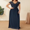thumbnail image 3 of Robe Maxi de Bal pour Femmes en Dentelle Patchwork Dos Nu à Col en V Élégante Robe de Soirée Cocktail, 3 of 6
