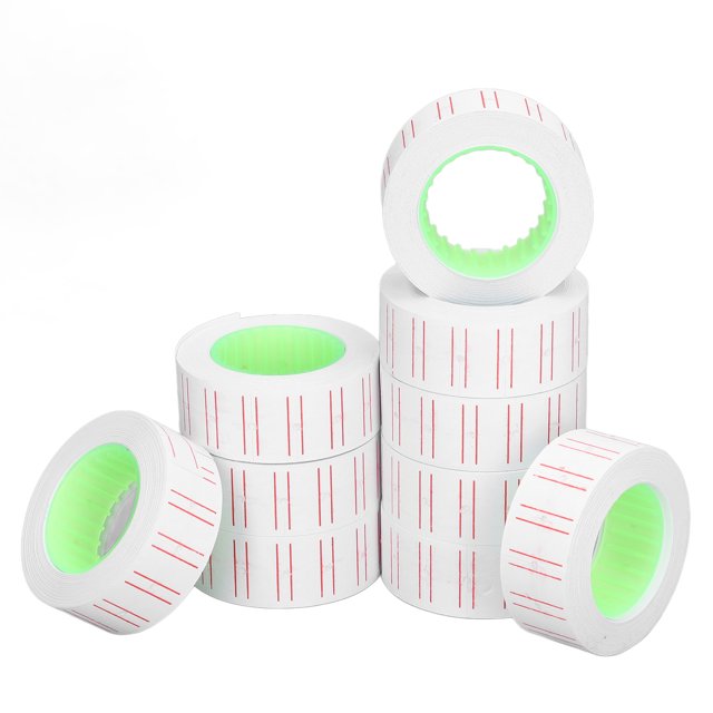 Paper Price Stickers, Clear Printing Accurate Hole Position Single Row 21x12mm Price Tag Labels 15000Pcs With Red Lines For MX5500 Labeller