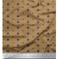 thumbnail image 1 of Soimoi Brown Poly Georgette Fabric Geometric Plus Sign & Jamdani Print Fabric by the Yard 52 Inch Wide, 1 of 2