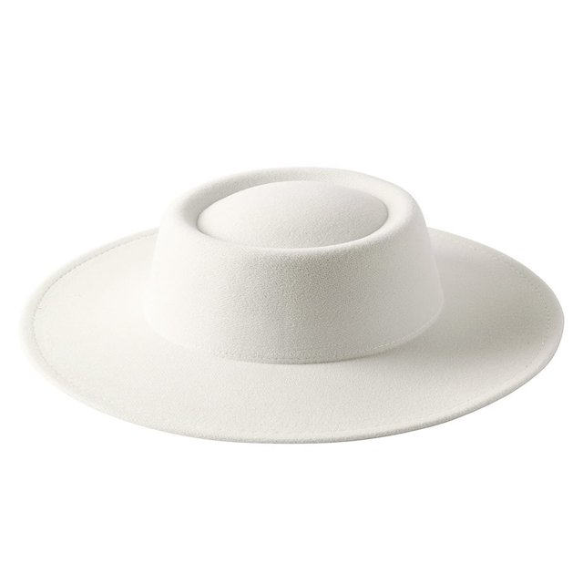 Female Hat Solid Color Flat-Top Cap Blower Hat Woolen Cap Fedoras