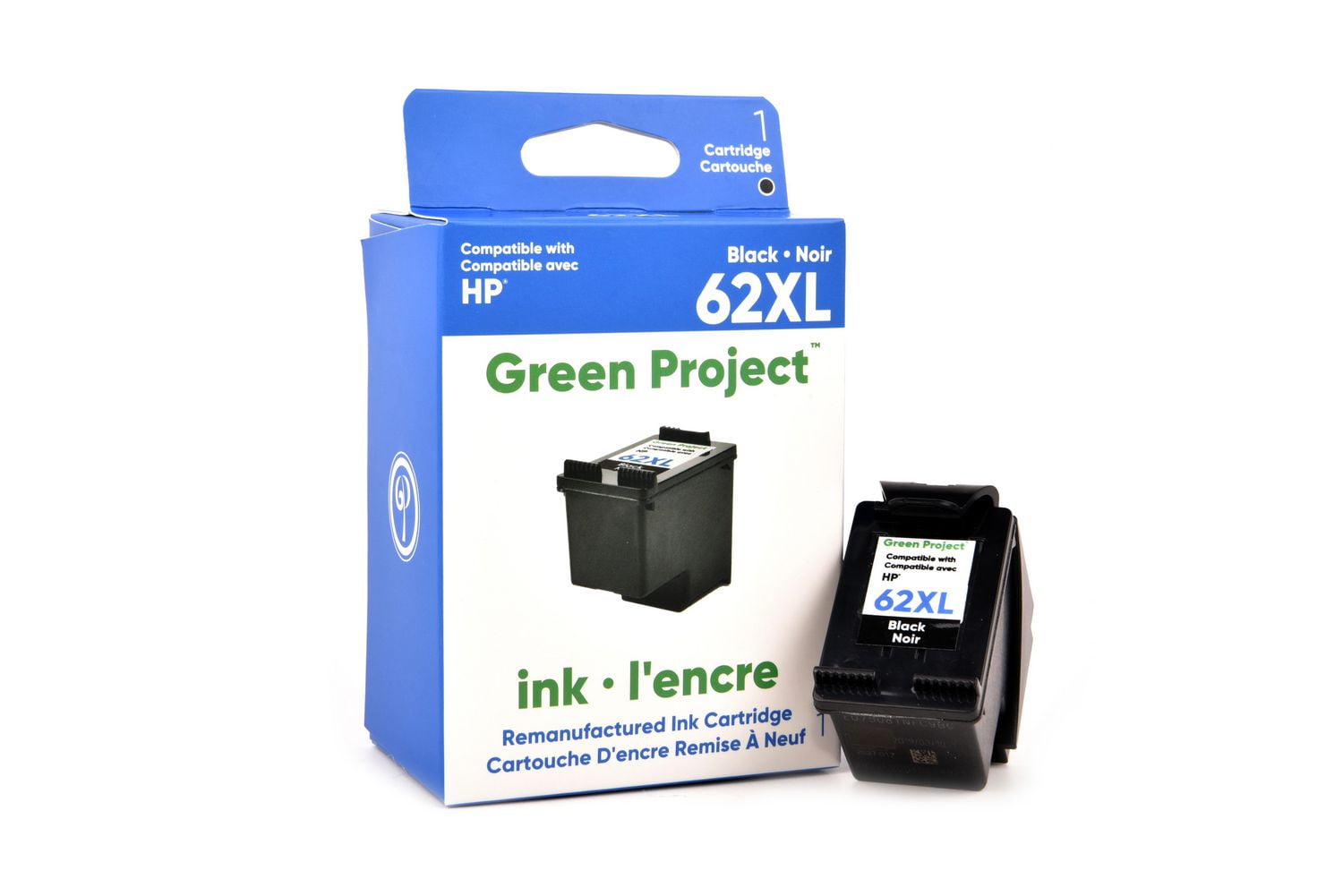 Cartouche  d'encre noire remise a à neuf HP62 XL Green Project,(H-62XLBK)