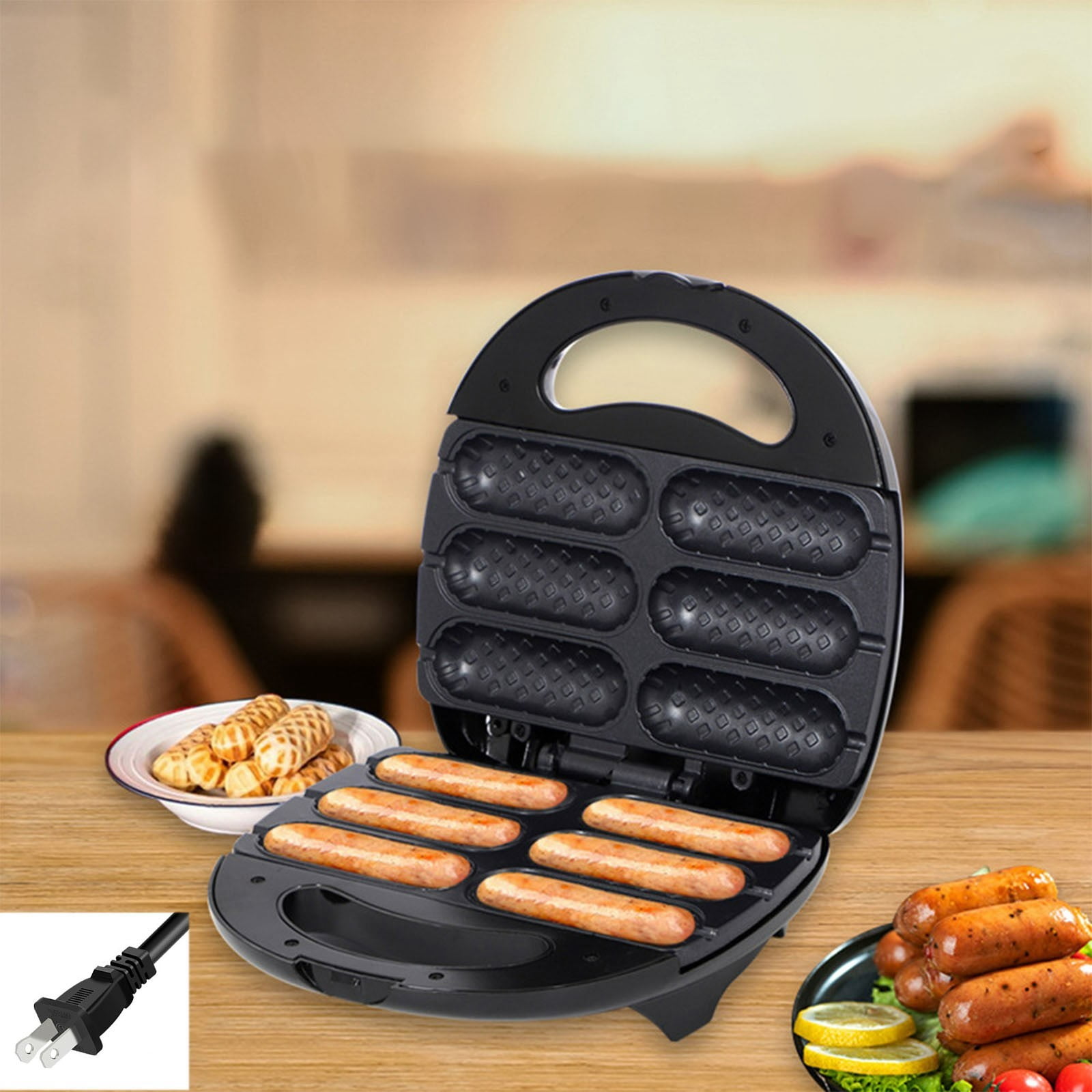 SPOORYYO Hot Dog Grill, Sausage Cooker, Stainless Steel Toaster - 850W, Easy Clean, Durable, Commercial & Home Use, 9.64 x 9.44 x 3.34 Inches