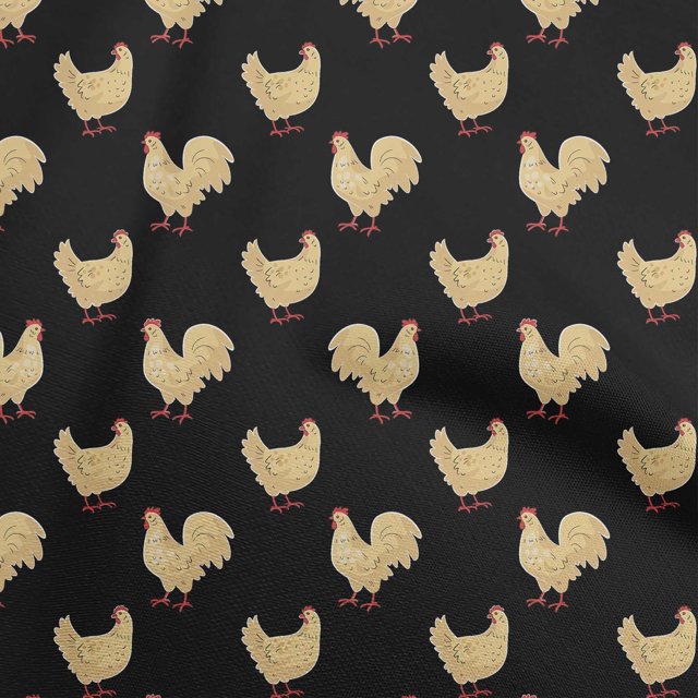 oneOone Tissu Cambric en Coton Noir pour Robe de Coq, Tissu Imprimé au Mètre 42 Pouces de Large