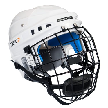 V3.0 Powertek Casque de Hockey Blanc pour Enfant avec Grille - Taille JR Small