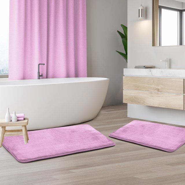 Set of 2 Large Clara Clark Bath Mat Bathroom Rug - Absorbent Memory Foam Bath Rugs - Non-Slip, Velvet Feel Microfiber Bathrug, Plush Shower, Toilet- Floor Bathmats Carpet - Lavender Dream - 20"x32"