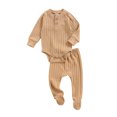 thumbnail image 3 of Xingqing Newborn Infant Baby Girl Boy Fall Winter Clothes Rib Knit Romper Footie Pants Outfits Sleeper, 3 of 7