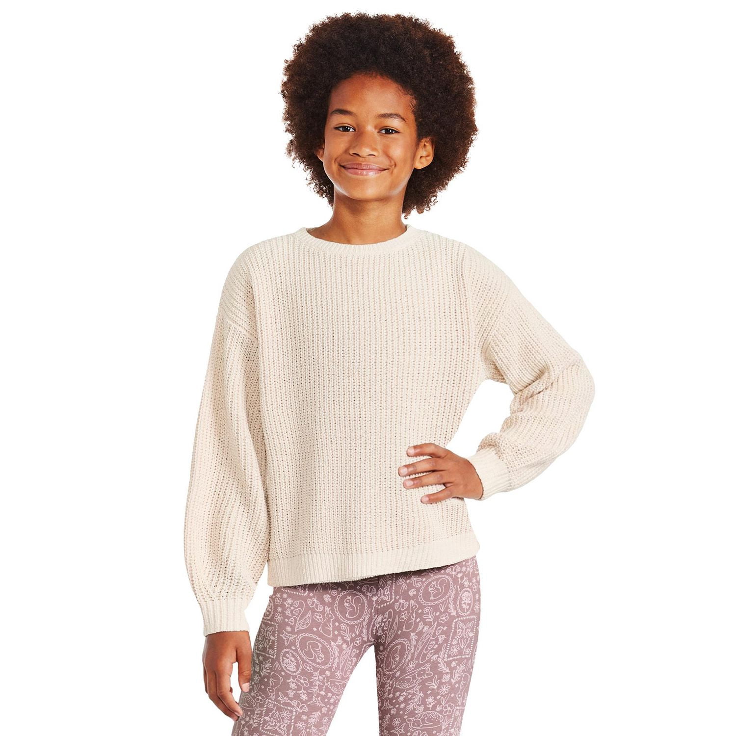 Chandail en chenille à encolure ras du cou George pour filles