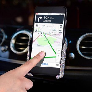 Porte-téléphone de voiture Bling Mini Car Dash Air Vent Automatique Support de téléphone 360°Ajustable Crystal Auto Car Support de Téléphone Accessoires de voiture
