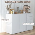 thumbnail image 4 of HOMCOM Buffet de Cuisine Armoire de Rangement, Bar à Café Moderne avec Conception à Ouverture par Pression et 2 Tiroirs pour Salon, Blanc, 4 of 7