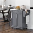 thumbnail image 2 of HOMCOM Kitchen Island, Rolling Kitchen Cart with Stainless Steel Top, Grey, 2 of 10