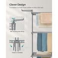thumbnail image 4 of Étendoir à Linge Pliable à 4 Niveaux, Hauteur 173 cm, Acier Inoxydable, à Roulettes, pour une Utilisation Intérieure et Extérieure, Gris Dove, 4 of 5