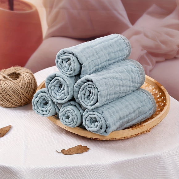 HLONK 6pcs Ultra-Soft 100% Cotton Baby Face Towels - Super Absorbent Perfect for Boys & Girls 20‘‘x10‘‘