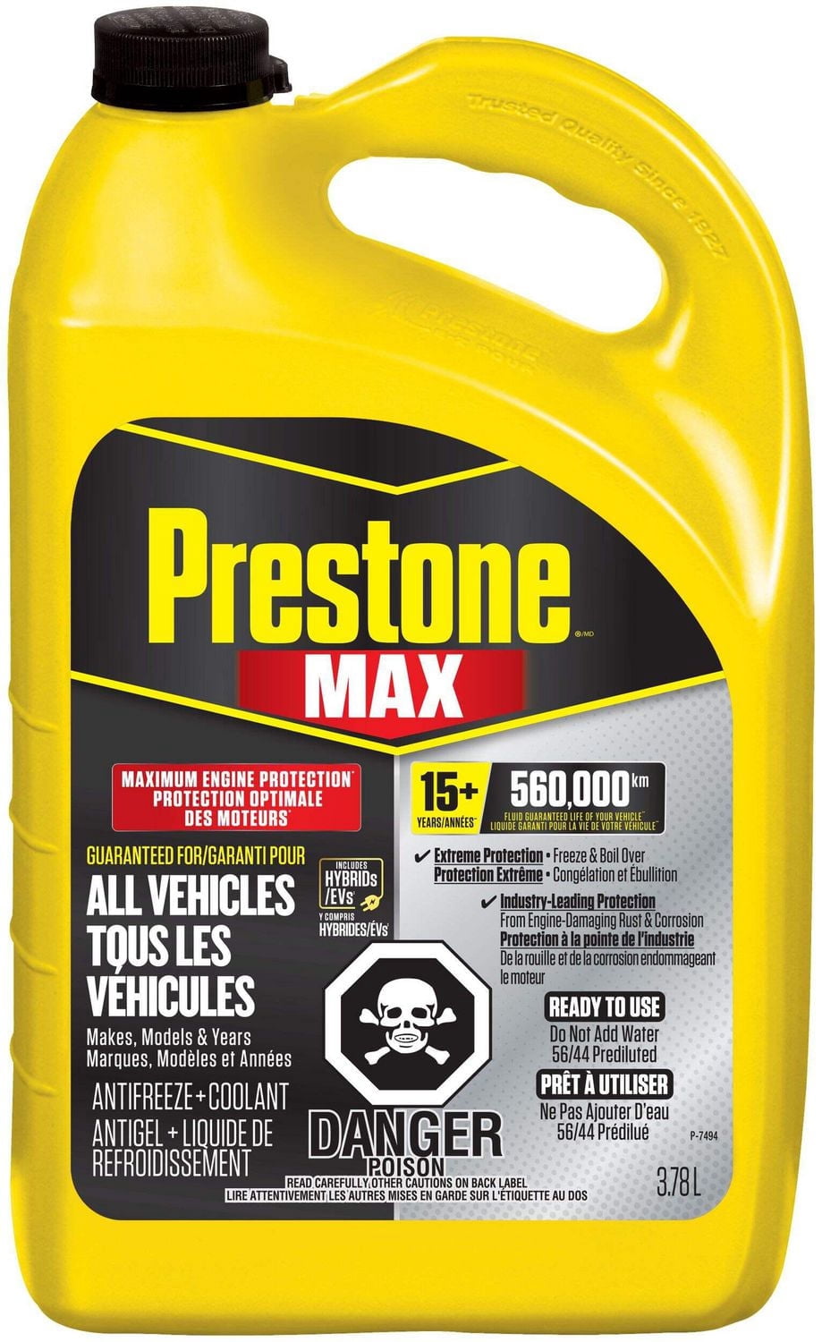 Prestone Max Universel Antigel + Liquide de Refroidissement Pret a L'emploi 3.89L