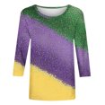 thumbnail image 5 of Penkiiy 2024 Blouse Mardi Gras Tops pour Femmes T-Shirt Quotidien Manches 3/4 Blouse Imprimé Masque Haut Carnaval Col Rond Chemise Décontractée S Multicolore, 5 of 5