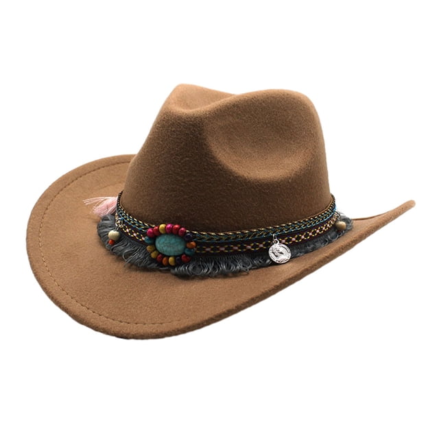 Decodeary Chapeau de Cowboy Premium Léger et Confortable Style Western Large Application Polyester Kaki