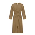 thumbnail image 3 of Gspmoly Robe d'Été, Robe Mi-Mollet Unie à Manches Longues Ample à Col Rond pour Femmes, Robe Longue, Robes de Vacances pour Femmes Offres Prime, 3 of 5