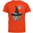 thumbnail image 1 of Halloween Funny Cat Witch Orange Adult T-Shirt, 1 of 1