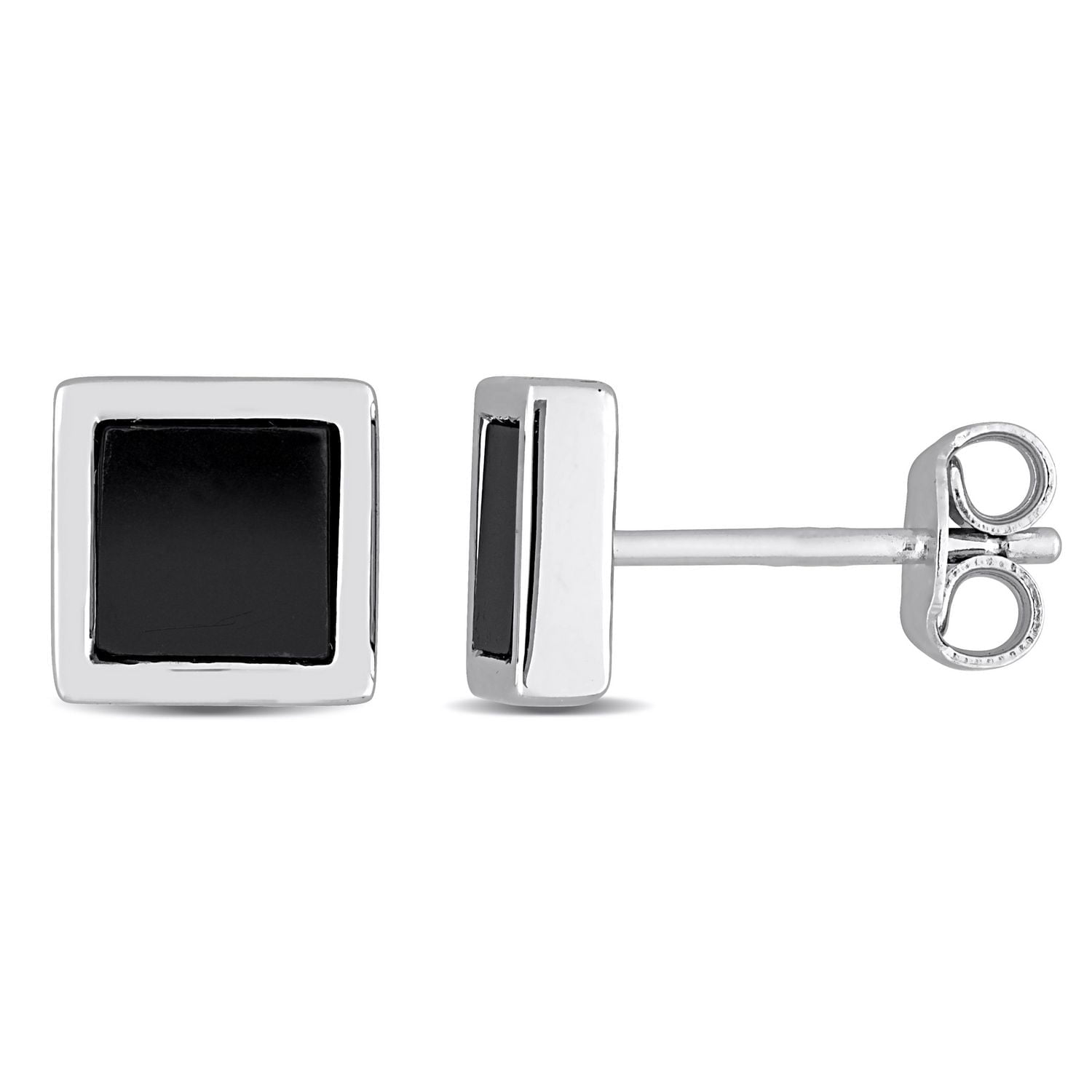 Clous d'oreilles carrées pour homme de Miabella avec 1 Carat PBT d'hematite en argent sterling