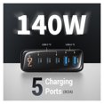 thumbnail image 2 of 140W Charger Desktop USB Charging Station 5 USB Ports PD 100W PPS USB Fast Charger ,Ultra Powerful, 2 of 6