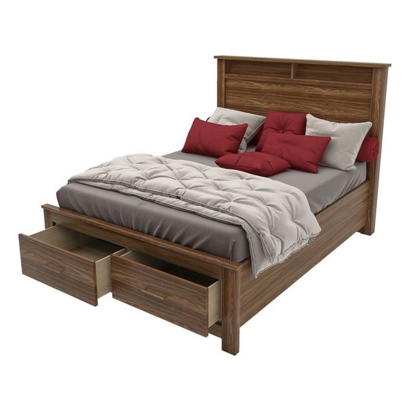 ACME Furniture Farmhouse Metal Merrilee Queen Storage Bed in Oak