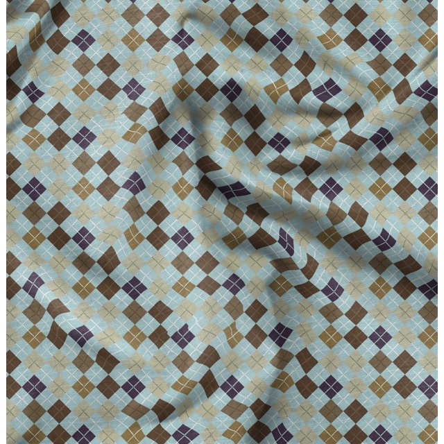 Soimoi Georgette Viscose Fabric Argyle Check Decor Fabric Printed Yard 42 Inch Wide