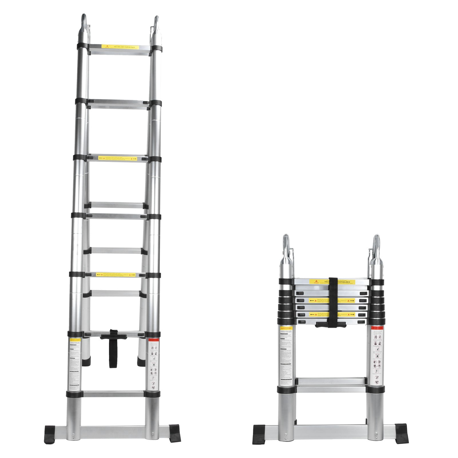 Workshop 4.4M Aluminium Alloy Telescopic Ladder Foldable Multi-Purpose Extension Ladder 150Kg Holding Capacity