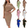 thumbnail image 1 of Gspmoly Robe d'Été, Robe d'Été Mode pour Femmes Décontractée à Manches Courtes, Épaules Dénudées, Longueur Genou, Robes de Soirée pour Femmes Offres Prime, 1 of 7