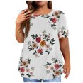 thumbnail image 2 of EGNMCR Hauts Grande Taille pour Femmes Décontractés à Imprimé Manches Courtes Col Rond Été Hauts Amples T-Shirt Blouse, 2 of 6