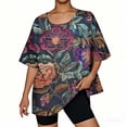 thumbnail image 5 of Tuniques pour Femmes Grande Taille, Mode Décontractée, Manches 3/4 Raccourcies, Imprimé, Chemise Ample, Blouse, Haut pour Femmes, 5 of 5