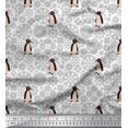 thumbnail image 1 of Soimoi Polyester Crepe Fabric Floral & Penguin Ocean Print Fabric by The Yard 52 Inch Wide, 1 of 3