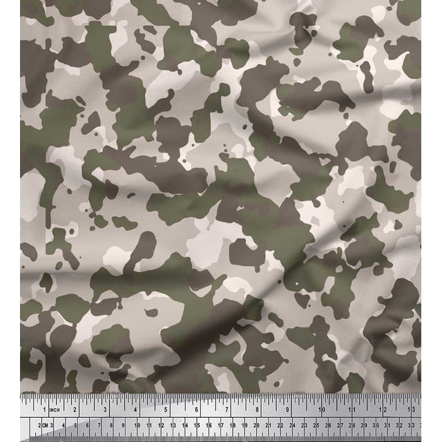 Soimoi Velvet Fabric Two Tone With Grey Camouflage Fabric Prints By Yard 58 Inch Wide