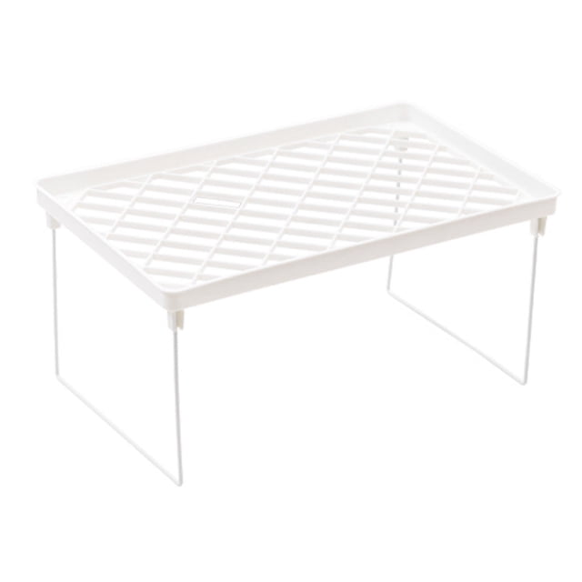 Binwennn Expandable Stacking Cabinet Shelf Rack S/M/L Sizes Folding Stackable Counter Rack Organizer Cupboard Plate Dish Counter And Pantry Organizer Kitchen White over The Washer And Dryer Storage
