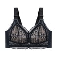 thumbnail image 1 of Virmaxy Womens Wireless Bra Lace Plus Size Gathering Underwear Everyday Bra Color Comfortable Hollow Out Perspective Bra Underwear No Rims Black-2 38BC, 1 of 2