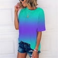 thumbnail image 4 of Timegard Hauts Grande Taille pour Femmes Couleur Dégradée Manches Courtes Col Rond T-Shirts Tunique Décontractée Tendance Blouses, 4 of 7