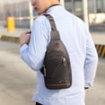 thumbnail image 4 of LSLJS Petit Sac Bandoulière à la Poitrine, Sac d'Épaule de Voyage, Sac de Jour Décontracté, Sac à Bandoulière pour Hommes Femmes avec Trou pour Écouteurs, Imperméable, Sac Banane, 4 of 7