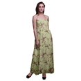 thumbnail image 1 of Bimba Robe Longue d'Été à Imprimé de Feuilles Sèches et de Chardonnerets Dorés, Tube Smocké - Moyen, 1 of 7