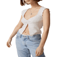 thumbnail image 2 of V Neck Split Hem T-Shirts for Women  Ruched Crop Tops with Short Sleeves, 2 of 6