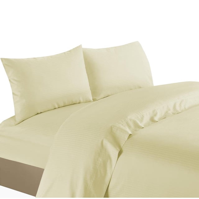 Life Style 1200 Thread Count 100% Egyptain Cotton 4-Piece Deep Pocket Stripe Sheet Set (Queen, Ivory)