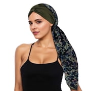Elegant Floral Print Chiffon Headband with Forehead Ruffle and Long Tail for Boho Hair - Versatile Seasonal Accessory for Casual Home Wear