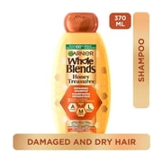 Garnier Whole Blends Honey Treasures Repairing Shampoo for Damaged and Dry Hair, Repairs Split Ends and Breakage, more Moisture, Paraben-Free, 370 mL