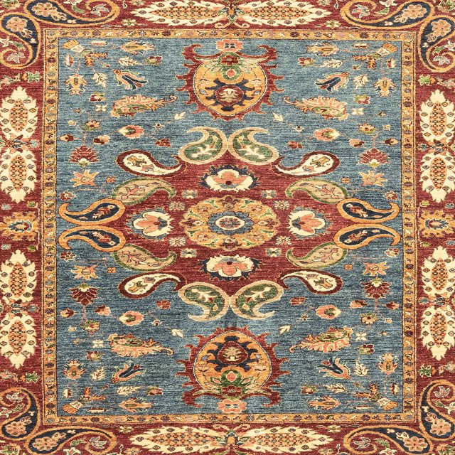 Ahgly Company Indoor Square Abstract Brownish Green Geometric Area Rugs, 4' Square