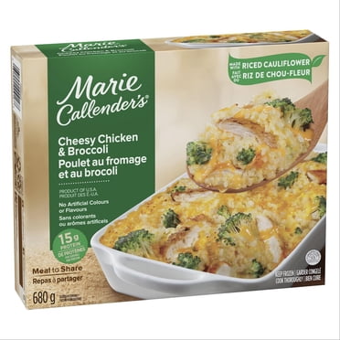 Poulet au fromage et au brocoli en format à partager surgelé Marie Callender's dîner glacé, Préparé avec du riz de chou-fleur, des morceaux de poitrine de poulet grillée, 22 g de protéines