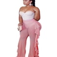 thumbnail image 4 of Women Beach Mesh Ruffles Sheer Wide Leg Pants Loose Bikini Cover Up, 4 of 4