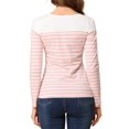 thumbnail image 3 of INSPIRE CHIC Blouse pour Femme à Rayures à Blocs de Couleur à Manches Longues T-Shirt Décontracté S Rose Blanc, 3 of 7