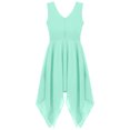 thumbnail image 4 of YONGHS Robe en Mousseline pour Filles, Col en V, Sans Manches, Ourlet Asymétrique, Taille Plissée, Robe de Demoiselle d'Honneur pour Fête, Vert Menthe 12, 4 of 5